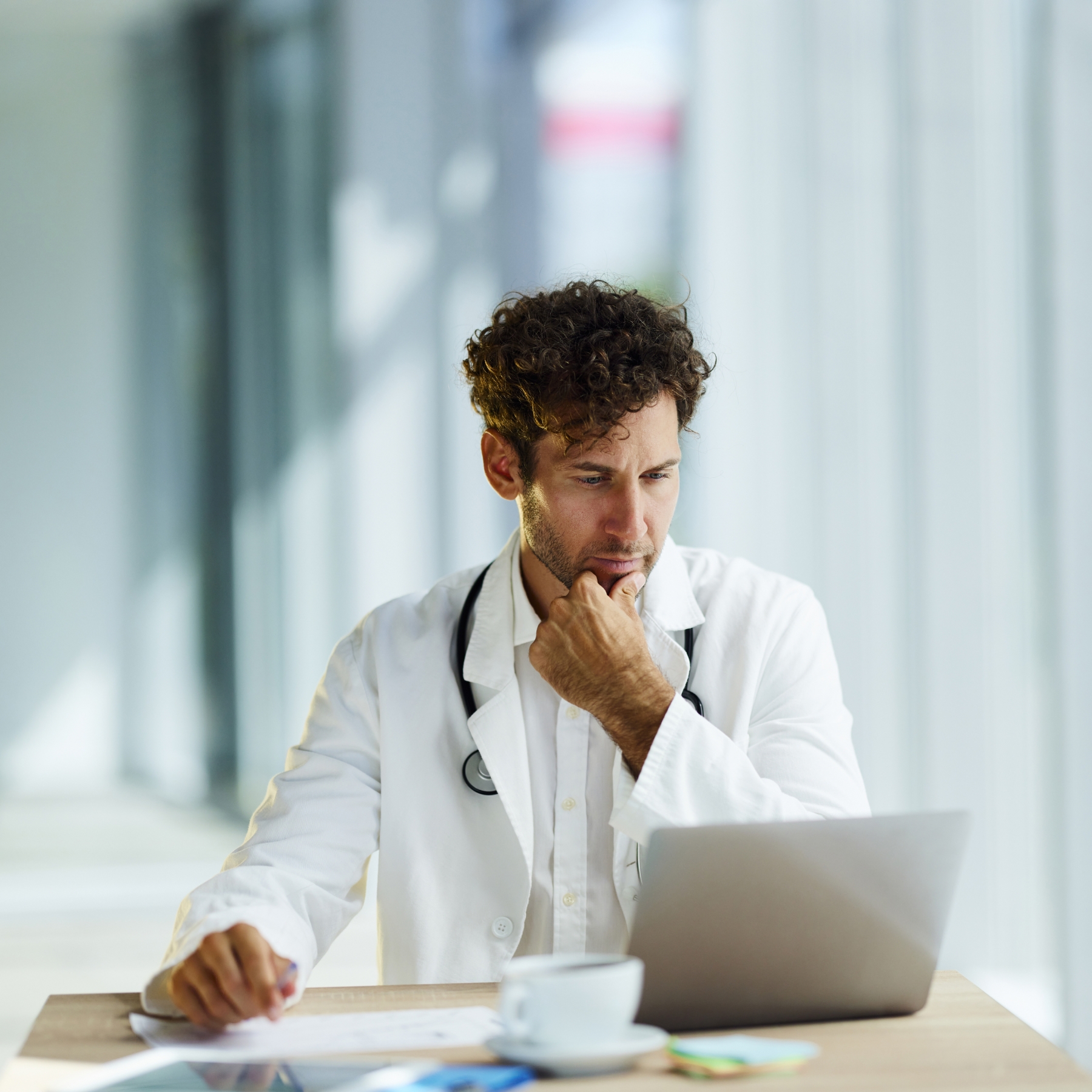 Doctor reviewing medical case