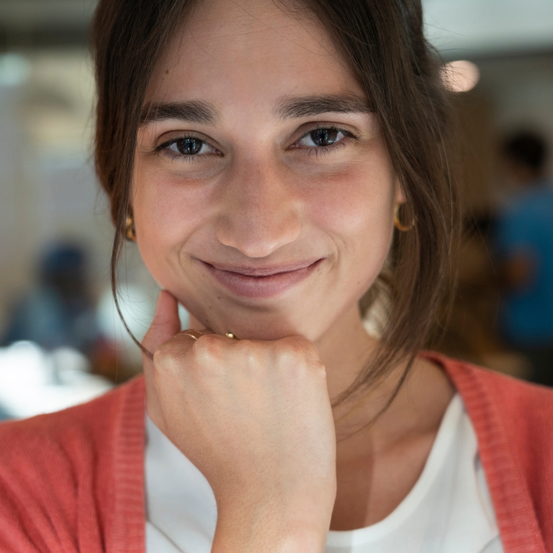 Woman smiling looking happy